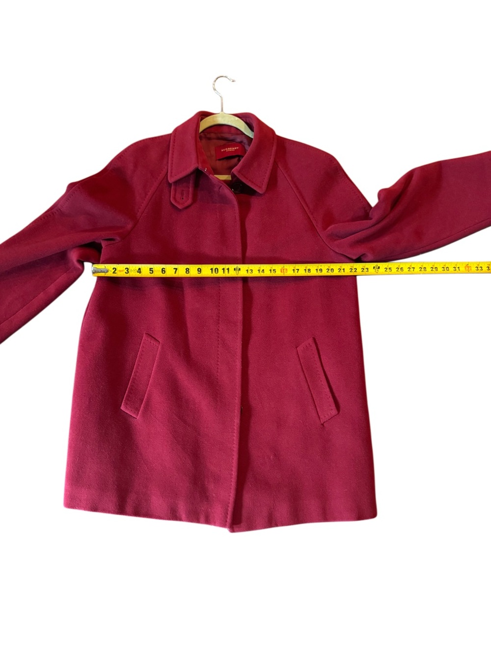 Burberry Red Wool Belted Pea Coat - Picture 12 of 14